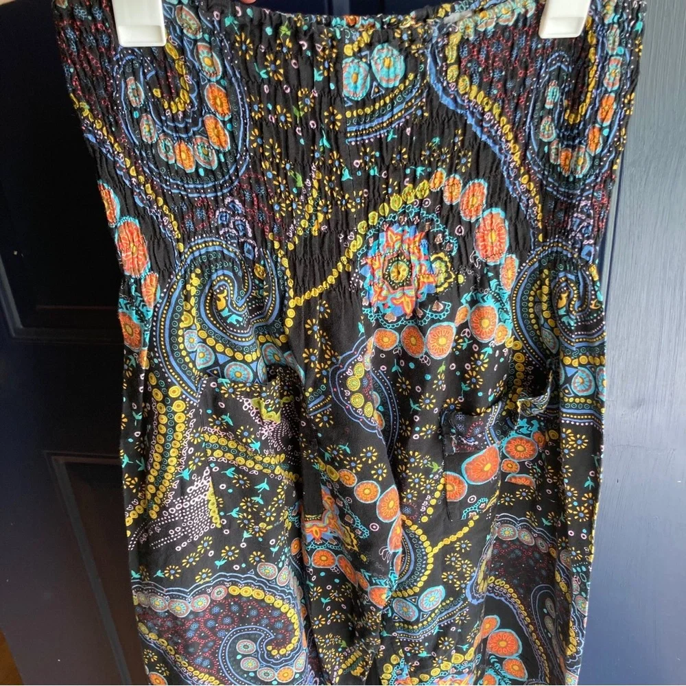 **GIVEAWAY** Paisley Print Bali Yoga Pants with Shirred Waist Size L Boho - Picture 4 of 14